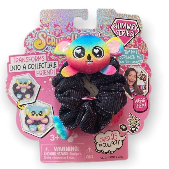 Scrunchmiez Shimmer Series Kumo Koala Black Rainbow Hair Scrunchy Backpack Clip - Picture 1 of 5